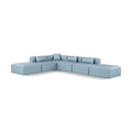  Manufacturer Color_Light Blue -- Cube 144" Light Blue Vegan Leather Upholstered 6 pc Modular Sectional IMAGE 1