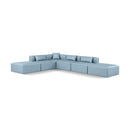  Manufacturer Color_Light Blue -- Cube 144" Light Blue Vegan Leather Upholstered 6 pc Modular Sectional IMAGE 1