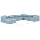  Manufacturer Color_Light Blue -- Cube 144" Light Blue Vegan Leather Upholstered 7 pc Modular Sectional IMAGE 10