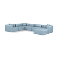  Manufacturer Color_Light Blue -- Cube 144" Light Blue Vegan Leather Upholstered 7 pc Modular Sectional IMAGE 1