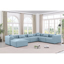  Manufacturer Color_Light Blue -- Cube 144" Light Blue Vegan Leather Upholstered 7 pc Modular Sectional IMAGE 2