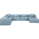  Manufacturer Color_Light Blue -- Cube 144" Light Blue Vegan Leather Upholstered 7 pc Modular Sectional IMAGE 3