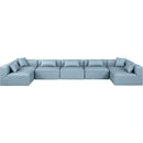  Manufacturer Color_Light Blue -- Cube 180" Light Blue Vegan Leather Upholstered 7 pc Modular Sectional IMAGE 4
