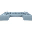  Manufacturer Color_Light Blue -- Cube 144" Light Blue Vegan Leather Upholstered 8 pc Modular Sectional IMAGE 4