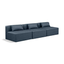  Manufacturer Color_Navy -- Cube 108" Navy Vegan Leather Upholstered 3 pc Armless Modular Sofa IMAGE 1