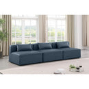  Manufacturer Color_Navy -- Cube 108" Navy Vegan Leather Upholstered 3 pc Armless Modular Sofa IMAGE 2