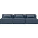  Manufacturer Color_Navy -- Cube 108" Navy Vegan Leather Upholstered 3 pc Armless Modular Sofa IMAGE 4