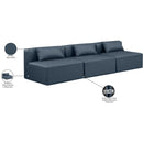  Manufacturer Color_Navy -- Cube 108" Navy Vegan Leather Upholstered 3 pc Armless Modular Sofa IMAGE 8