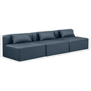  Manufacturer Color_Navy -- Cube 108" Navy Vegan Leather Upholstered 3 pc Armless Modular Sofa IMAGE 9