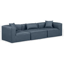  Manufacturer Color_Navy -- Cube 108" Navy Vegan Leather Upholstered 3 pc Modular Sofa IMAGE 10