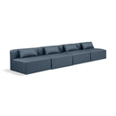  Manufacturer Color_Navy -- Cube 144" Navy Vegan Leather Upholstered 4 pc Armless Modular Sofa IMAGE 1
