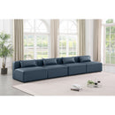  Manufacturer Color_Navy -- Cube 144" Navy Vegan Leather Upholstered 4 pc Armless Modular Sofa IMAGE 2