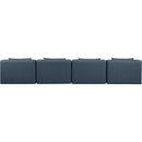  Manufacturer Color_Navy -- Cube 144" Navy Vegan Leather Upholstered 4 pc Armless Modular Sofa IMAGE 3