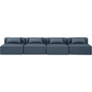  Manufacturer Color_Navy -- Cube 144" Navy Vegan Leather Upholstered 4 pc Armless Modular Sofa IMAGE 4