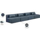  Manufacturer Color_Navy -- Cube 144" Navy Vegan Leather Upholstered 4 pc Armless Modular Sofa IMAGE 8