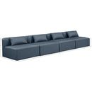  Manufacturer Color_Navy -- Cube 144" Navy Vegan Leather Upholstered 4 pc Armless Modular Sofa IMAGE 9