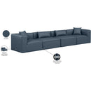  Manufacturer Color_Navy -- Cube 144" Navy Vegan Leather Upholstered 4 pc Modular Sofa IMAGE 10