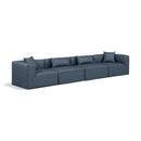  Manufacturer Color_Navy -- Cube 144" Navy Vegan Leather Upholstered 4 pc Modular Sofa IMAGE 1