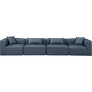  Manufacturer Color_Navy -- Cube 144" Navy Vegan Leather Upholstered 4 pc Modular Sofa IMAGE 4