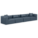  Manufacturer Color_Navy -- Cube 144" Navy Vegan Leather Upholstered 4 pc Modular Sofa IMAGE 9