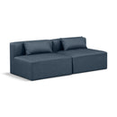  Manufacturer Color_Navy -- Cube 72" Navy Vegan Leather Upholstered 2 pc Armless Modular Loveseat IMAGE 1