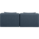  Manufacturer Color_Navy -- Cube 72" Navy Vegan Leather Upholstered 2 pc Armless Modular Loveseat IMAGE 3