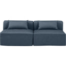  Manufacturer Color_Navy -- Cube 72" Navy Vegan Leather Upholstered 2 pc Armless Modular Loveseat IMAGE 4
