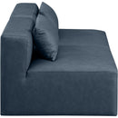  Manufacturer Color_Navy -- Cube 72" Navy Vegan Leather Upholstered 2 pc Armless Modular Loveseat IMAGE 5