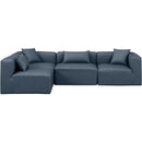  Manufacturer Color_Navy -- Cube 108" Navy Vegan Leather Upholstered 4 pc Modular Sectional IMAGE 4