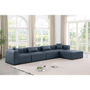  Manufacturer Color_Navy -- Cube 144" Navy Vegan Leather Upholstered 5 pc Modular Sectional IMAGE 2
