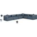  Manufacturer Color_Navy -- Cube 144" Navy Vegan Leather Upholstered 6 pc Modular Sectional IMAGE 10