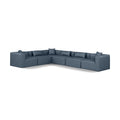  Manufacturer Color_Navy -- Cube 144" Navy Vegan Leather Upholstered 6 pc Modular Sectional IMAGE 1