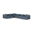  Manufacturer Color_Navy -- Cube 144" Navy Vegan Leather Upholstered 6 pc Modular Sectional IMAGE 1