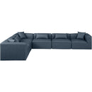  Manufacturer Color_Navy -- Cube 144" Navy Vegan Leather Upholstered 6 pc Modular Sectional IMAGE 3