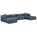 Manufacturer Color_Navy -- Cube 144" Navy Vegan Leather Upholstered 6 pc Modular Sectional IMAGE 10