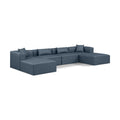  Manufacturer Color_Navy -- Cube 144" Navy Vegan Leather Upholstered 6 pc Modular Sectional IMAGE 1