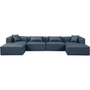  Manufacturer Color_Navy -- Cube 144" Navy Vegan Leather Upholstered 6 pc Modular Sectional IMAGE 4