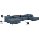  Manufacturer Color_Navy -- Cube 144" Navy Vegan Leather Upholstered 6 pc Modular Sectional IMAGE 9