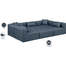  Manufacturer Color_Navy -- Cube 108" Navy Vegan Leather Upholstered 6 pc Modular Sectional IMAGE 9