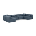  Manufacturer Color_Navy -- Cube 144" Navy Vegan Leather Upholstered 6 pc Modular Sectional IMAGE 1