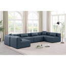  Manufacturer Color_Navy -- Cube 144" Navy Vegan Leather Upholstered 6 pc Modular Sectional IMAGE 2