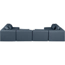  Manufacturer Color_Navy -- Cube 144" Navy Vegan Leather Upholstered 6 pc Modular Sectional IMAGE 3