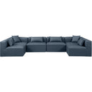  Manufacturer Color_Navy -- Cube 144" Navy Vegan Leather Upholstered 6 pc Modular Sectional IMAGE 4