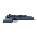  Manufacturer Color_Navy -- Cube 144" Navy Vegan Leather Upholstered 6 pc Modular Sectional IMAGE 1