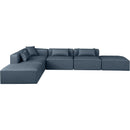  Manufacturer Color_Navy -- Cube 144" Navy Vegan Leather Upholstered 6 pc Modular Sectional IMAGE 3
