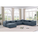  Manufacturer Color_Navy -- Cube 144" Navy Vegan Leather Upholstered 7 pc Modular Sectional IMAGE 2