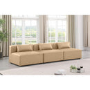  Manufacturer Color_Tan -- Cube 108" Tan Vegan Leather Upholstered 3 pc Armless Modular Sofa IMAGE 2