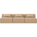  Manufacturer Color_Tan -- Cube 108" Tan Vegan Leather Upholstered 3 pc Armless Modular Sofa IMAGE 4