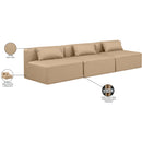  Manufacturer Color_Tan -- Cube 108" Tan Vegan Leather Upholstered 3 pc Armless Modular Sofa IMAGE 8