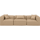  Manufacturer Color_Tan -- Cube 108" Tan Vegan Leather Upholstered 3 pc Modular Sofa IMAGE 4